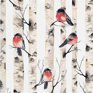 BIRDS AND BIRCH TREE NAPKINS