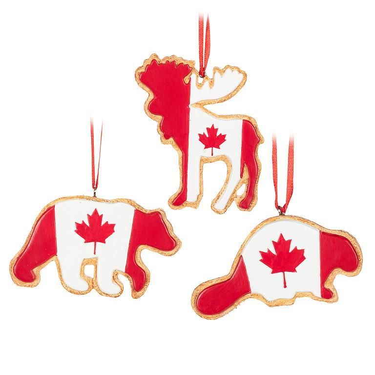 Canada Flag Animal Cookie Ornaments Assorted