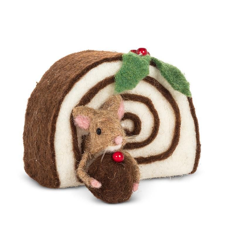 Felted Mouse and Swiss Roll Cake