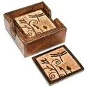 MANGO WOOD COASTER SET