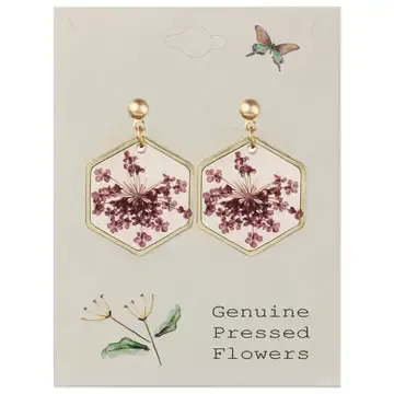 COTTAGE FLORAL PURPLE DRIED FLOWER EARRINGS