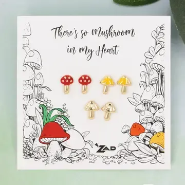 3 PC MUSHROOM FUNGI EARRING SET