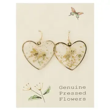 QUEEN ANNE LACE + DRIED FLOWER HEART EARRINGS