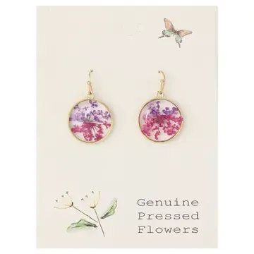 PINK/PURPLE DRIED FLOWER EARRINGS