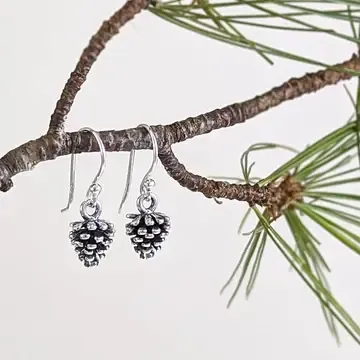 SILVER PINECONE EARRINGS
