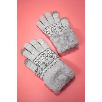 AZTEC WOOL DOUBLE PILE WINTER GLOVES