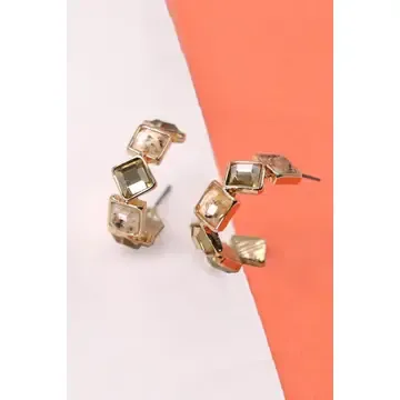 RHINESTONE GOLD HOOPS