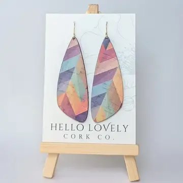BIG PINK WING CORK EARRINGS