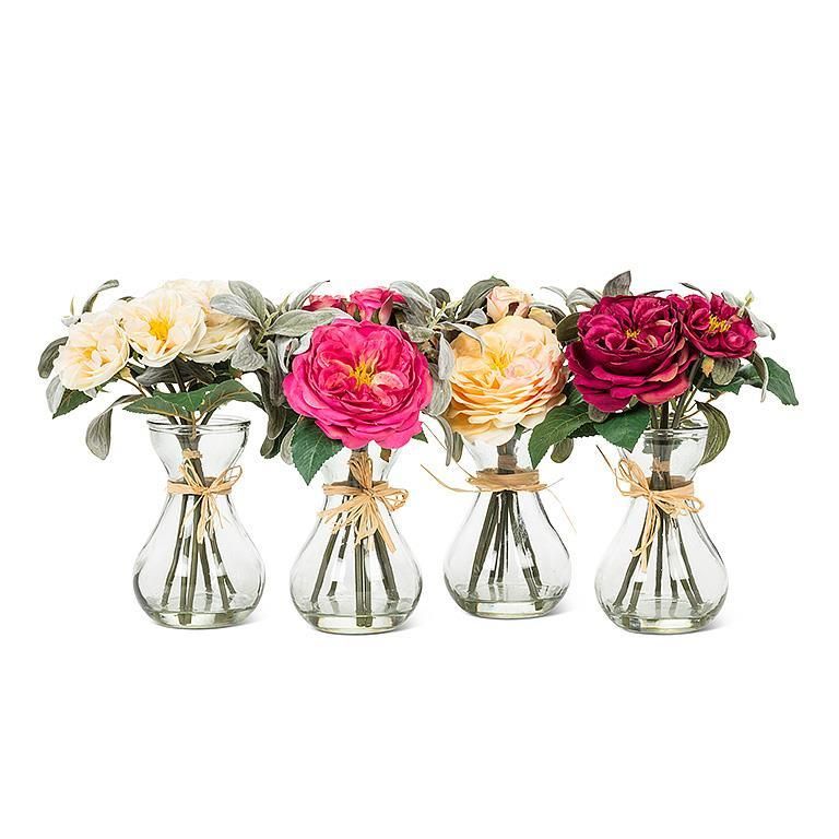 10" ROSE IN VASE - 4 ASST