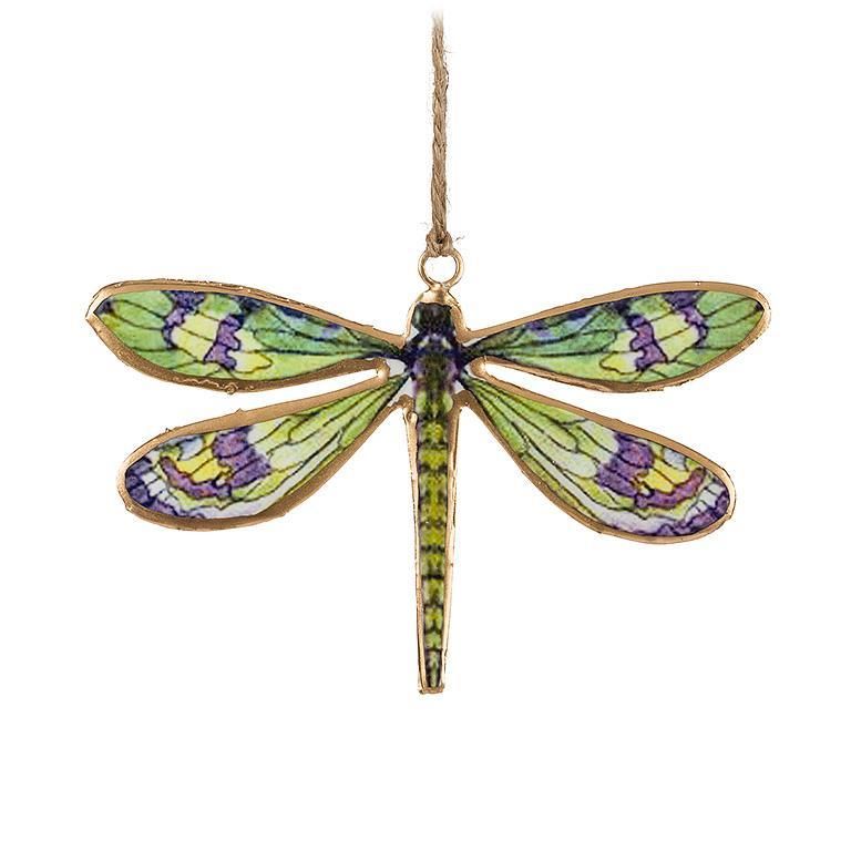 Dragonfly Ornament Green + Purple
