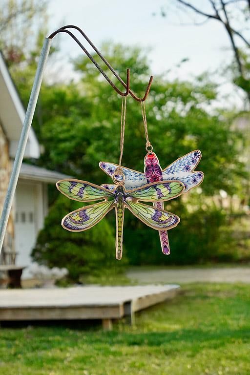 Dragonfly Ornament Green + Purple
