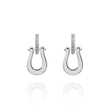 Equestrian Ornate Horseshoe Silver Plated Earrings