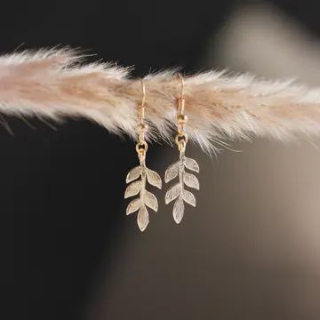 Elegant Leaf Earrings, Colour: gold