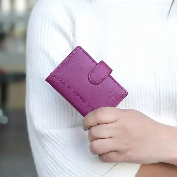 CARD HOLDER - Leather RFID, Colour: PURPLE