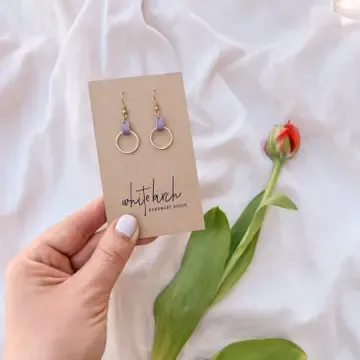 LILAC LEATHER + SM BRASS CIRCLE EARRINGS