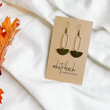 SMALL BRASS OVAL + GREEN LEATHER EARRINGS