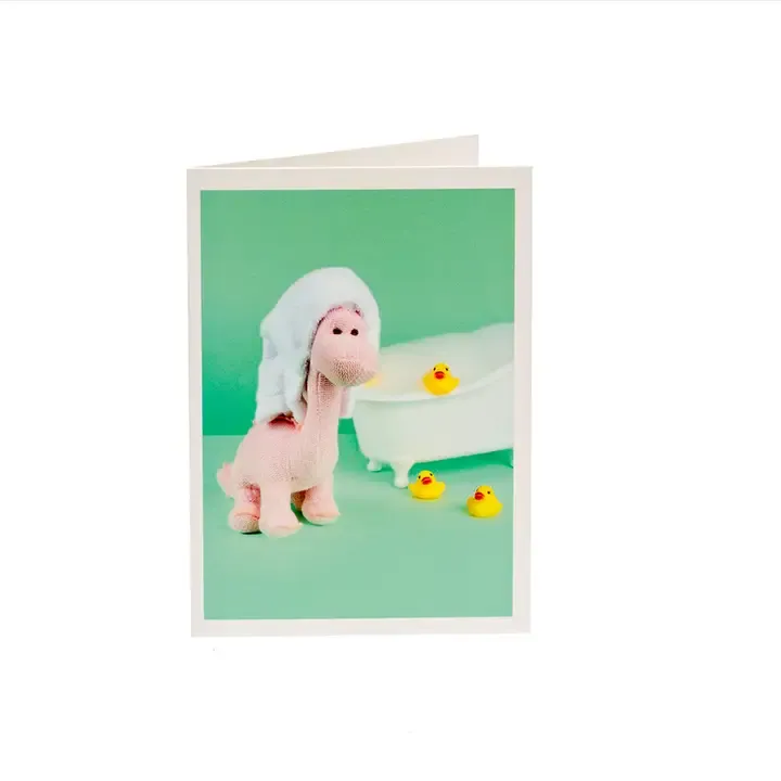 Bathing Pink Dino Card