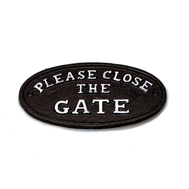 Oval Close The Gate Sign