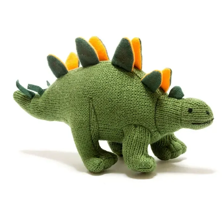 stegosaurus baby rattle - green