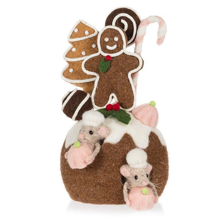 Large Christmas Pudding with Cookies + Mice