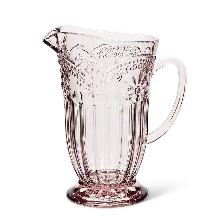Glass Flower Pedestal Jug