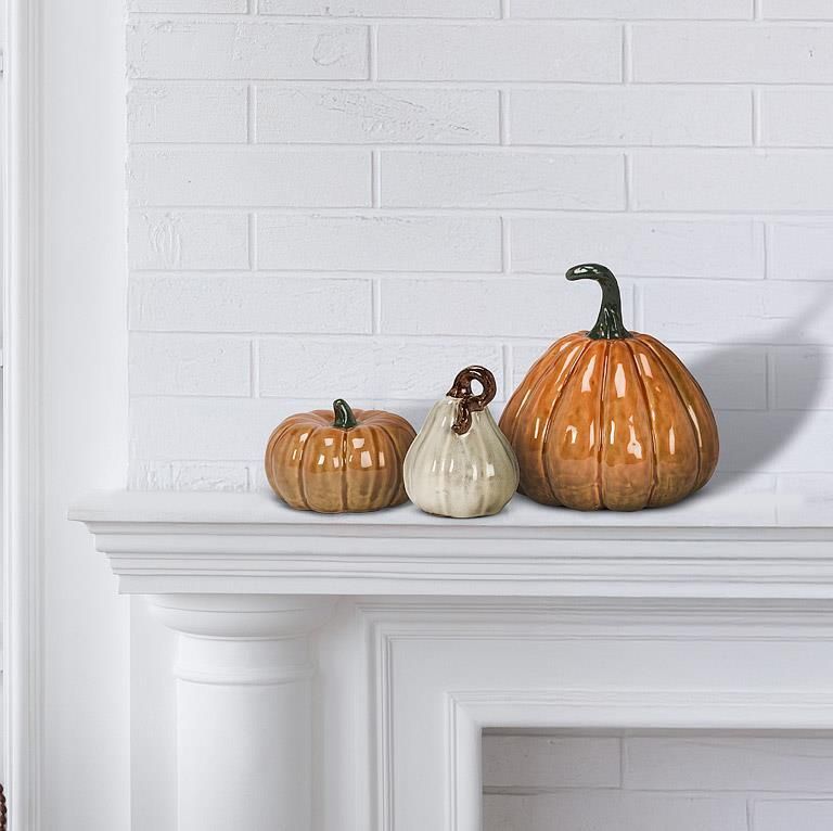 Medium Ceramic Orange Pumpkin