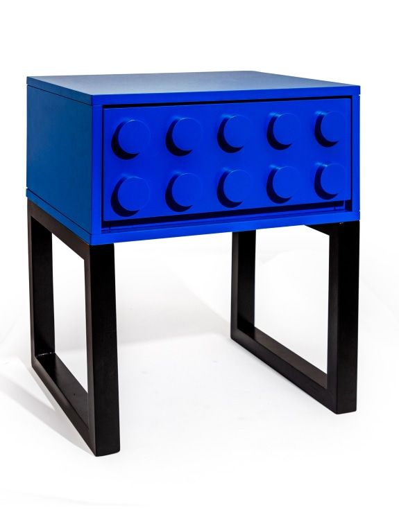 Blue Lego Wood Bedside Table