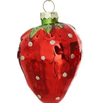 STRAWBERRY HANDBLOWN GLASS ORNAMENT