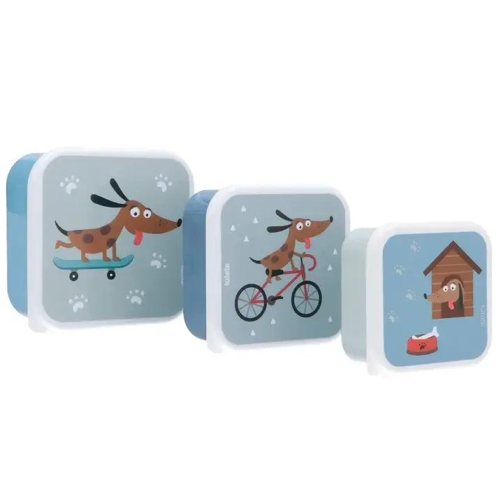 SET OF 3 SKATER DOG LUNCH BOXES