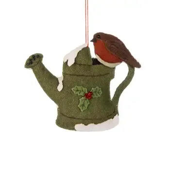 FELT WATERING CAN WITH ROBIN