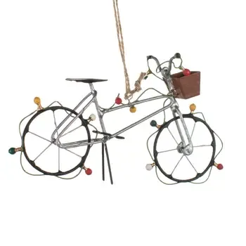 SILVER BIKE WITH FAIRY LIGHTS ORNAMENT