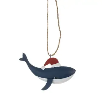 WHALE WITH SANTA HAT ORNAMENT