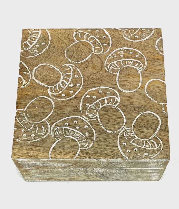 Mango Wood Square Container Box Assorted, STYLE/COLOUR: Mushroom