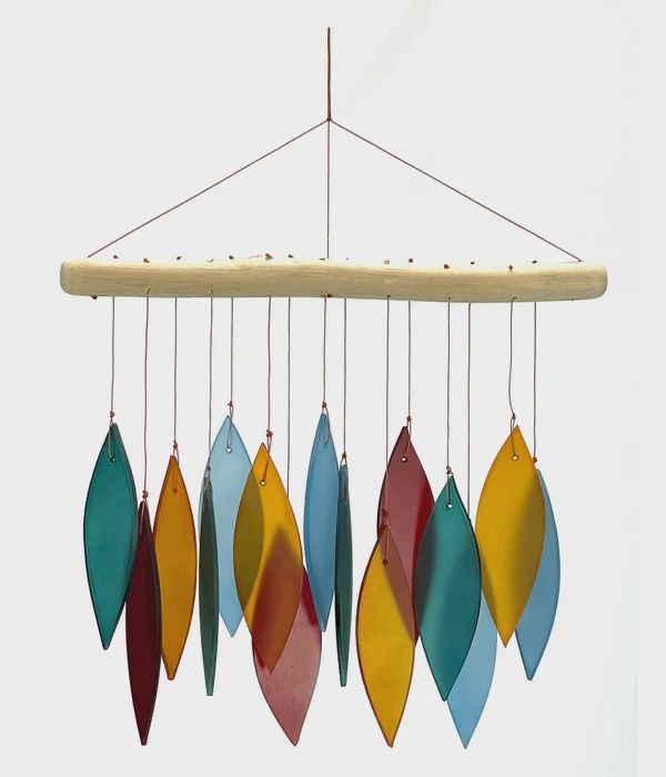 Driftwood &amp; Glass Wind Chimes Assorted, STYLE/COLOUR: Coral Reef
