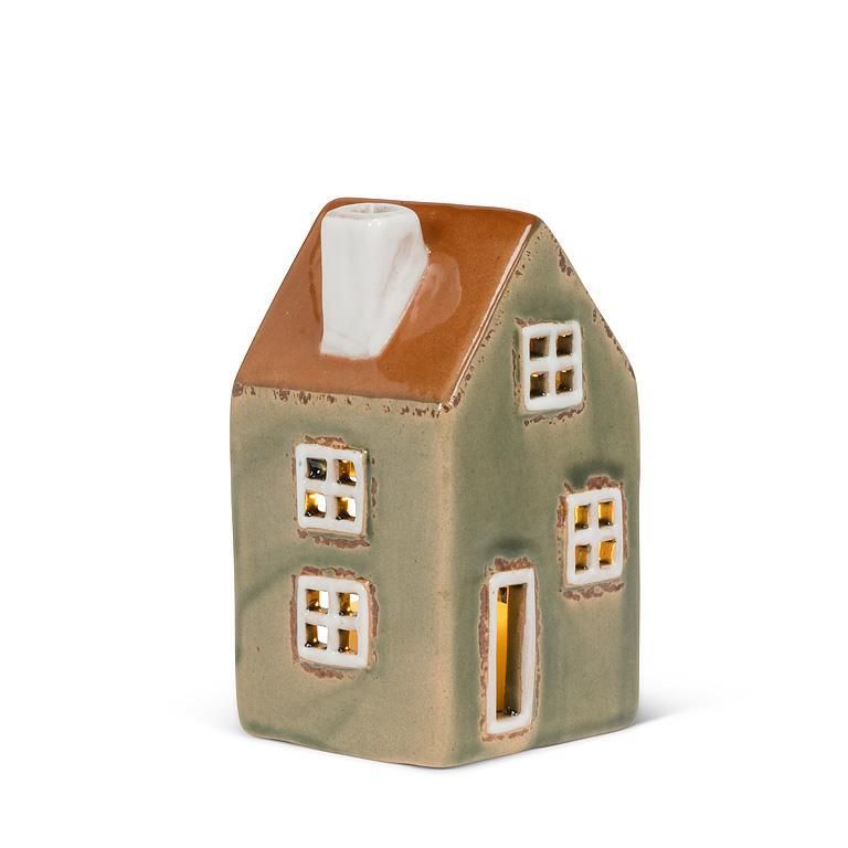 Medium Green Narrow House with Windows