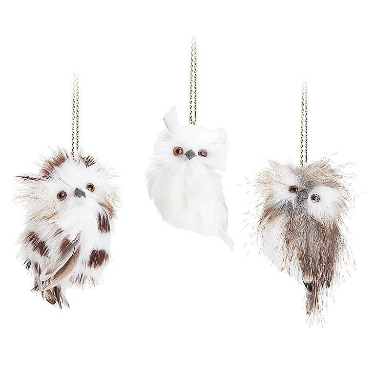 Small Furry Owl Ornament Assorted