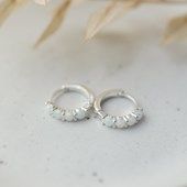 Opal Kiss Hoop Earrings, Colour: Silver
