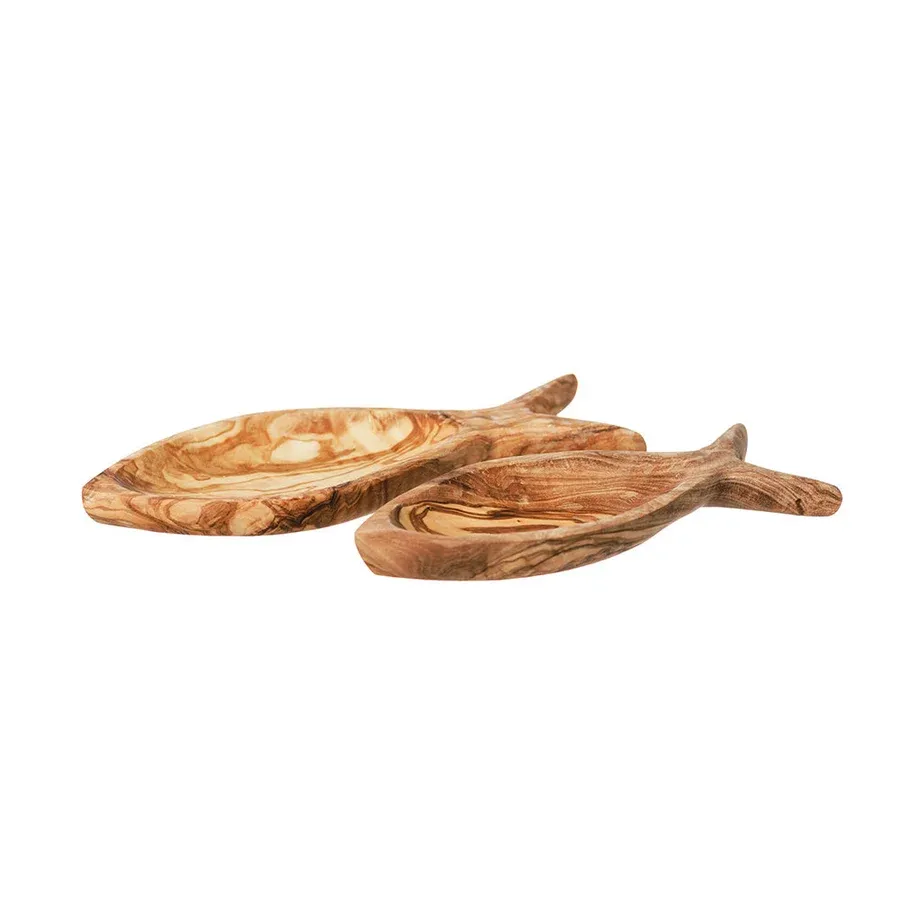 Selbrae House Olive Wood Fish Shaped Bowls Set of 2