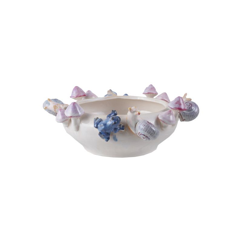 MUSHROOM AND SNAIL STONEWARE BOWL