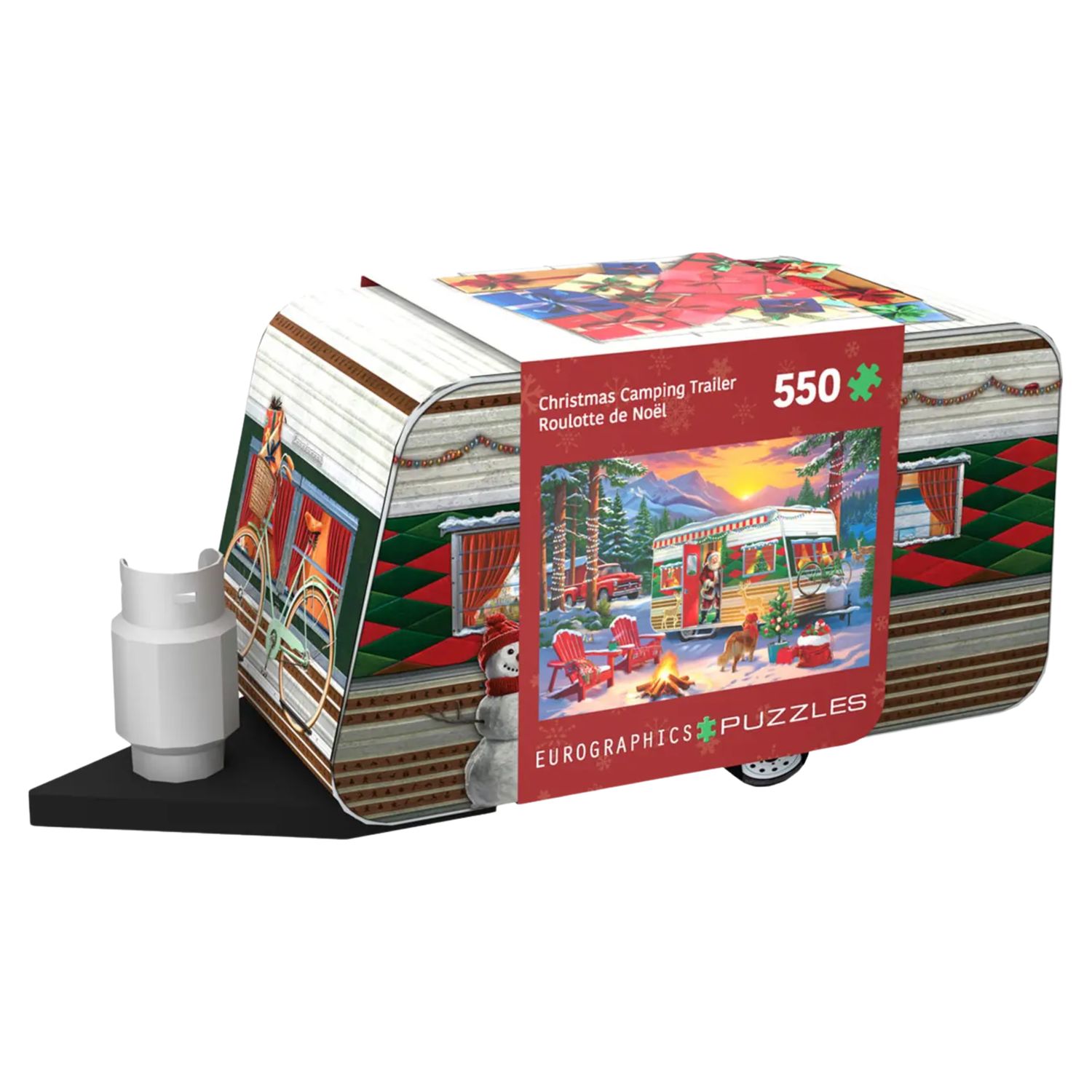 Christmas Camping Trailer Tin