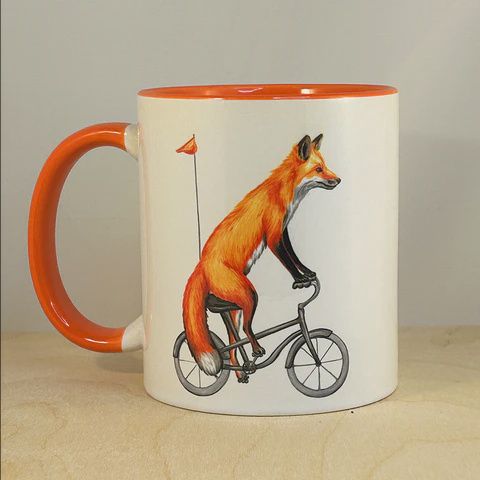 Animals On Bike Mug Medium 445ml, ANIMALS: Fox