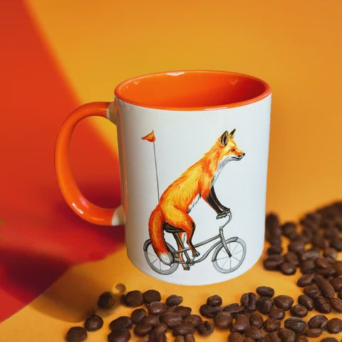 Animals On Bike Mug Small 325ml, ANIMALS: Fox