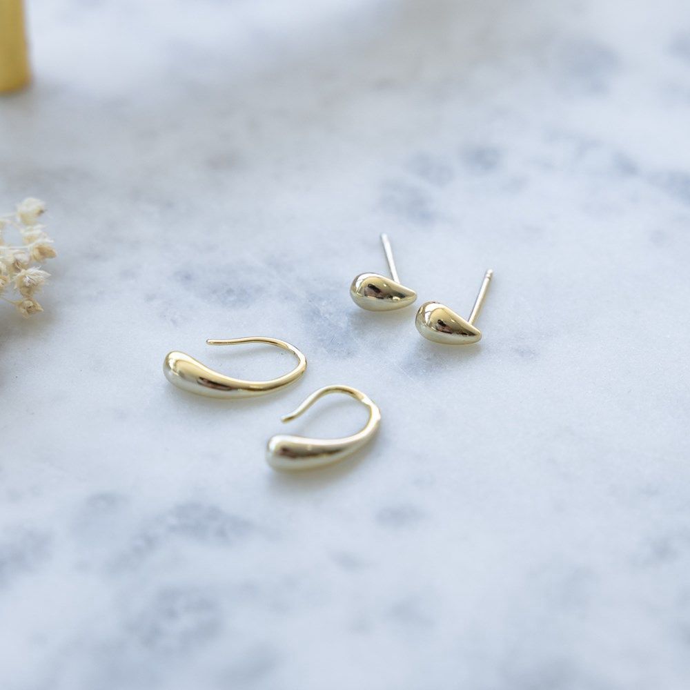 Duet Set Drop Earrings, Colour: Gold