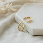 Petite Square Hoops, Colour: Gold