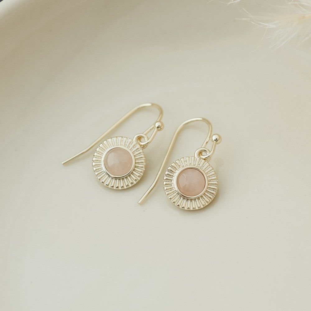 Lila Earrings, Colour: Gold Rose Quartz