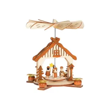 WOOD PYRAMID WITH CAROLERS 7X5