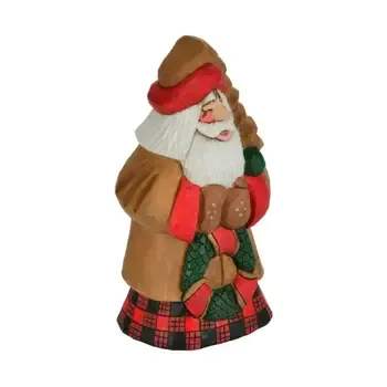 WOOD CARVED SANTA 7"