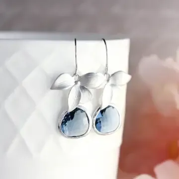 Orchid Earrings Silver Assorted, Colour: Blue