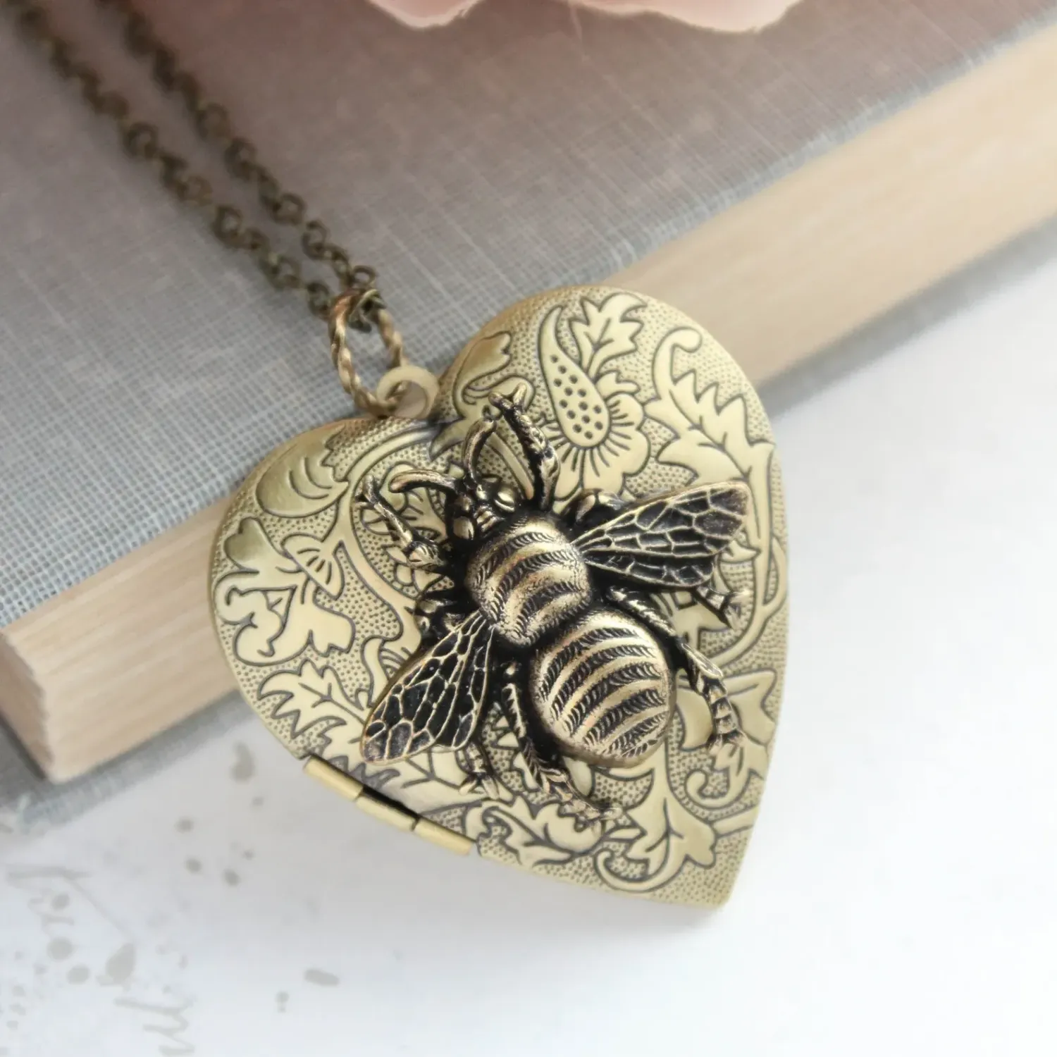 Heart Bee Necklace Locket