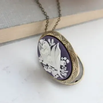 Lily Of The Valley Necklace Purple Locket